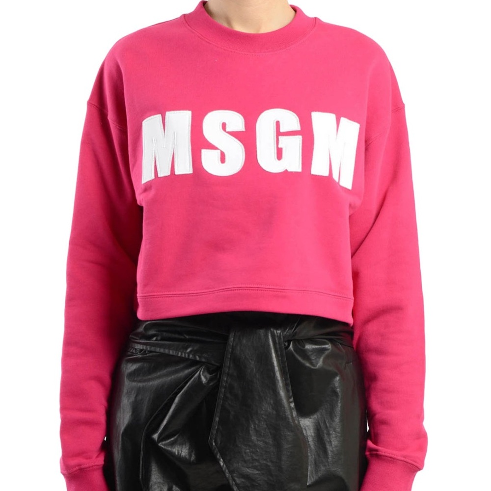 MSGM Cropped Sweatshirt with black logo